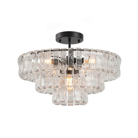 Ghiaccio tiered art-glass semi-flush ceiling light — supplier photo
