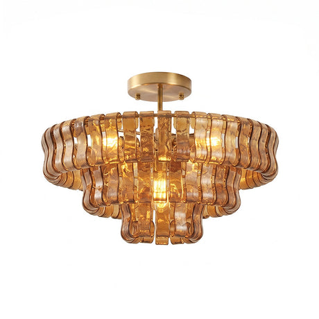 Ghiaccio tiered art-glass semi-flush ceiling light — supplier photo