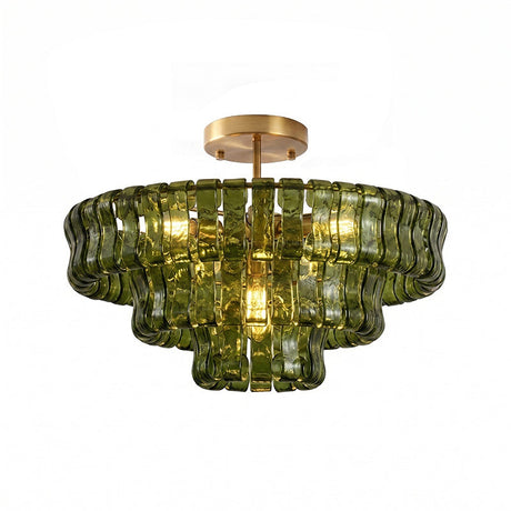 Ghiaccio tiered art-glass semi-flush ceiling light — supplier photo