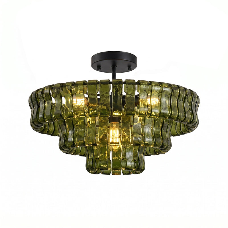 Ghiaccio tiered art-glass semi-flush ceiling light — supplier photo