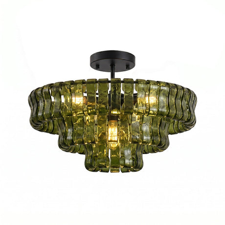 Ghiaccio tiered art-glass semi-flush ceiling light — supplier photo