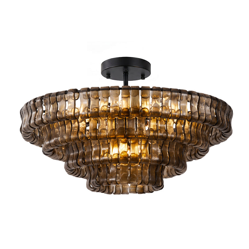 Ghiaccio tiered art-glass semi-flush ceiling light — supplier photo