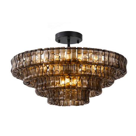 Ghiaccio tiered art-glass semi-flush ceiling light — supplier photo