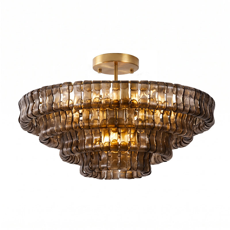 Ghiaccio tiered art-glass semi-flush ceiling light — supplier photo