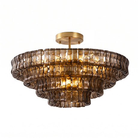 Ghiaccio tiered art-glass semi-flush ceiling light — supplier photo