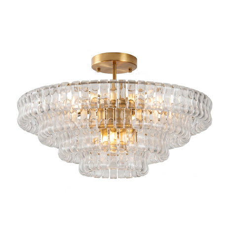 Ghiaccio tiered art-glass semi-flush ceiling light — supplier photo