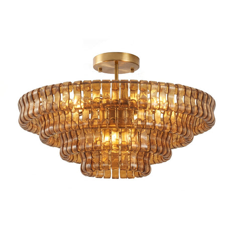 Ghiaccio tiered art-glass semi-flush ceiling light — supplier photo