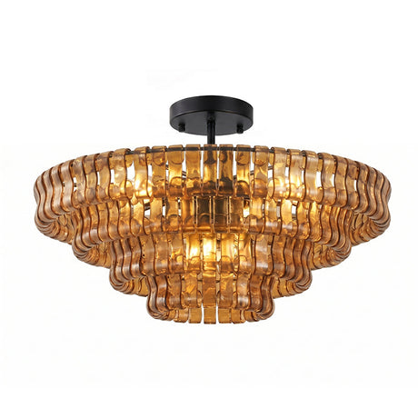 Ghiaccio tiered art-glass semi-flush ceiling light — supplier photo