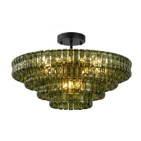 Ghiaccio tiered art-glass semi-flush ceiling light — supplier photo