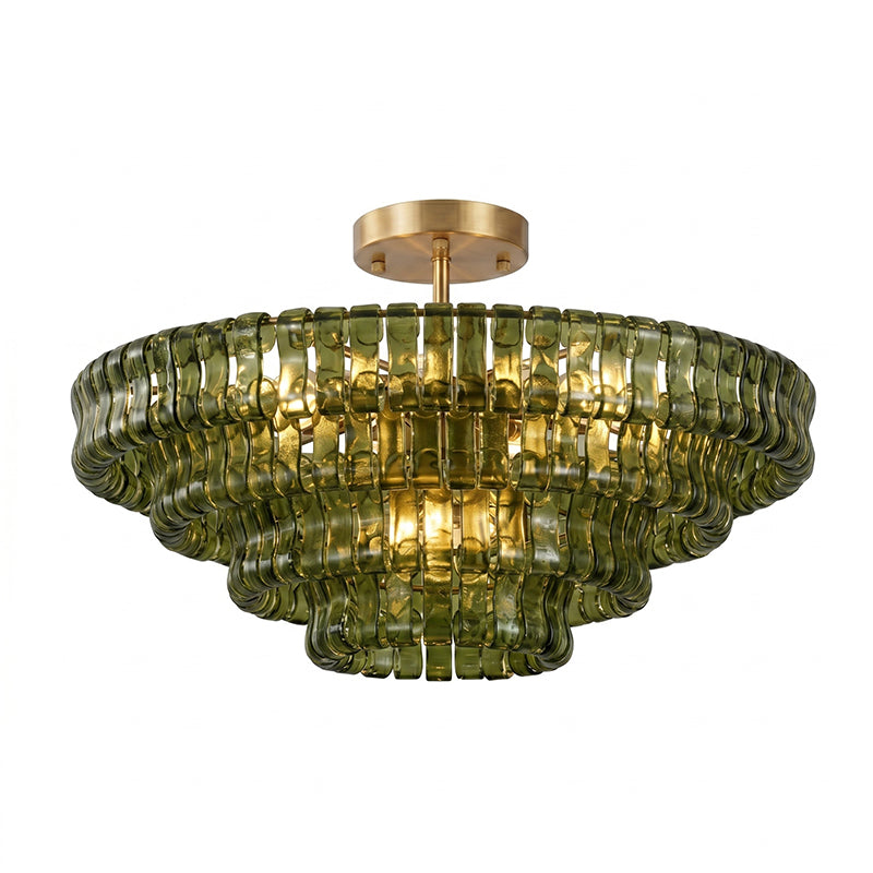 Ghiaccio tiered art-glass semi-flush ceiling light — supplier photo