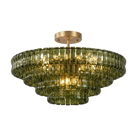 Ghiaccio tiered art-glass semi-flush ceiling light — supplier photo