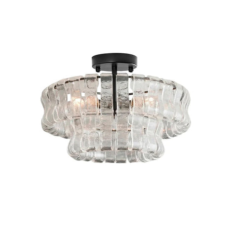 Ghiaccio semi-flush ceiling light — clear glass and black frame, studio white