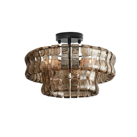 Ghiaccio semi-flush ceiling light — smoke grey and black frame, studio white