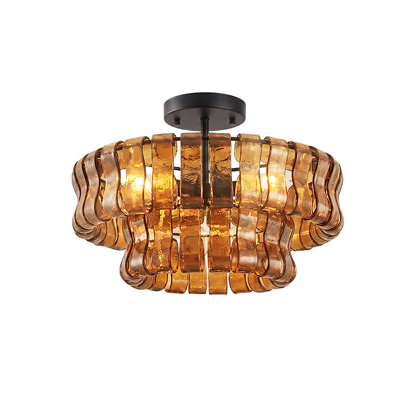 Ghiaccio tiered art-glass semi-flush ceiling light — supplier photo