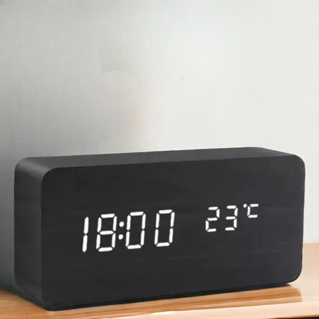 Digital Alarm Clock with Voice Control & Temperature Display | Modern Design for Stylish Wake-Up