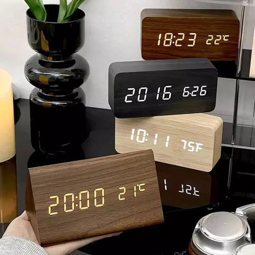 Digital Alarm Clock with Voice Control & Temperature Display | Modern Design for Stylish Wake-Up