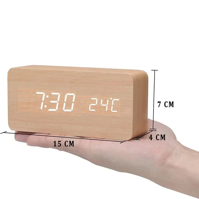 Digital Alarm Clock with Voice Control & Temperature Display | Modern Design for Stylish Wake-Up
