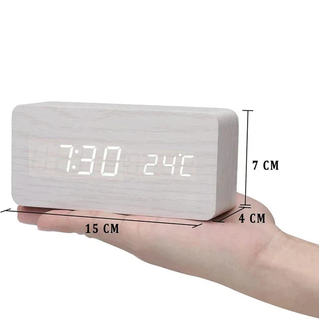 Digital Alarm Clock with Voice Control & Temperature Display | Modern Design for Stylish Wake-Up