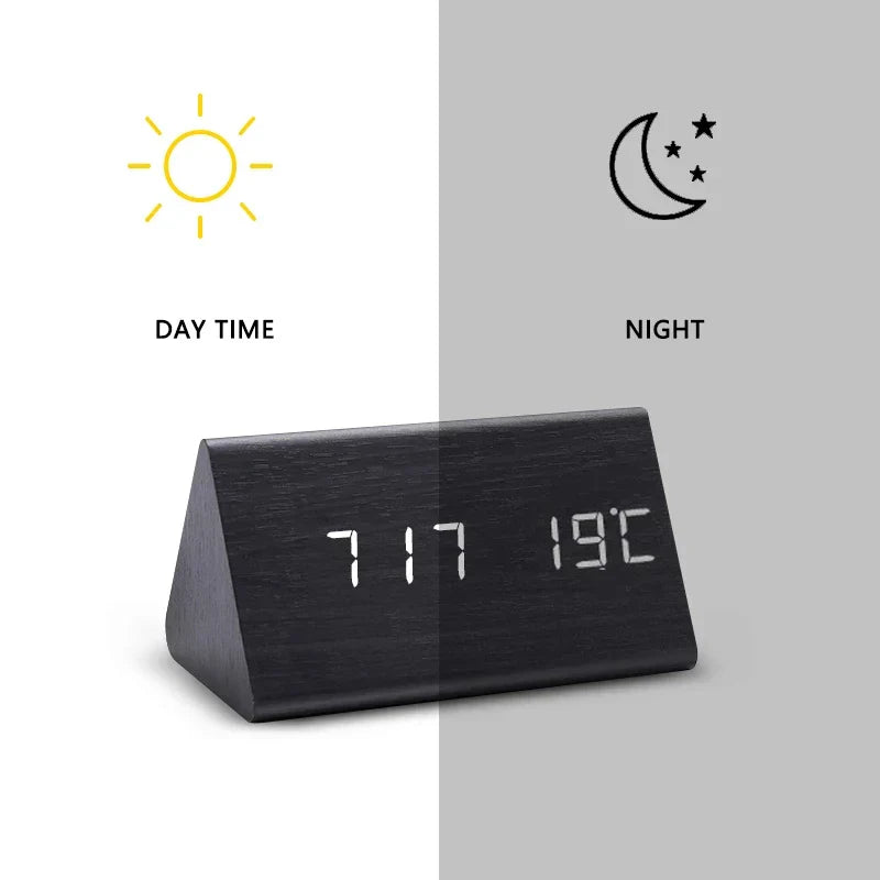 Digital Alarm Clock with Voice Control & Temperature Display | Modern Design for Stylish Wake-Up