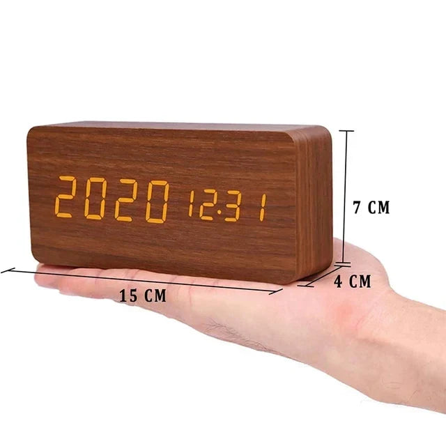 Digital Alarm Clock with Voice Control & Temperature Display | Modern Design for Stylish Wake-Up