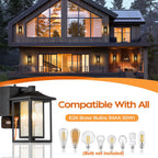 Dusk to Dawn Outdoor Wall Lantern with Built-In GFCI Outlets for Porch Lighting