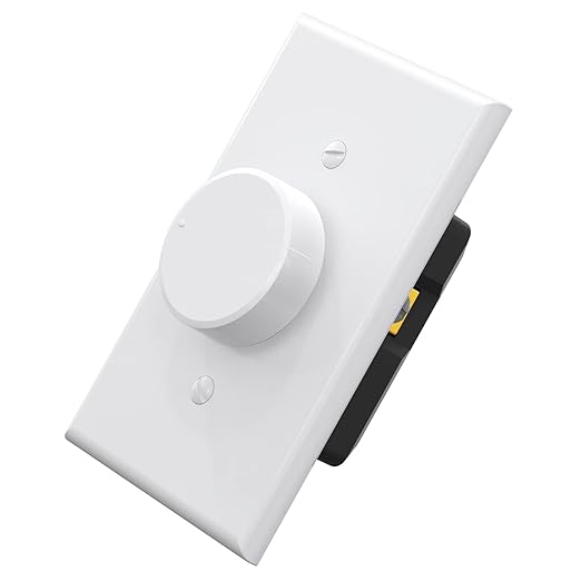 Tiixo dimmer, white rotary LED dimmer switch with wall plate