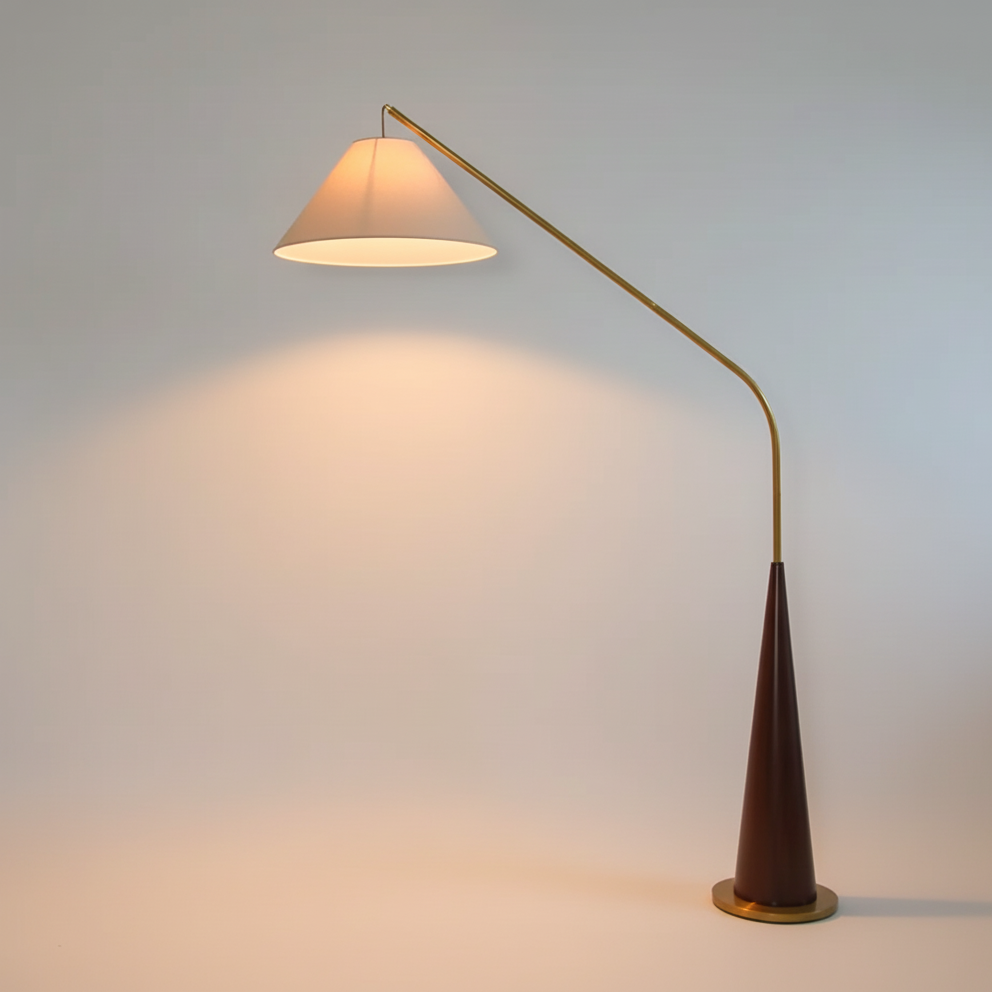 EldaLight  Elegant Modern Arc Floor Lamp with Wooden Base