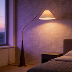 EldaLight  Elegant Modern Arc Floor Lamp with Wooden Base