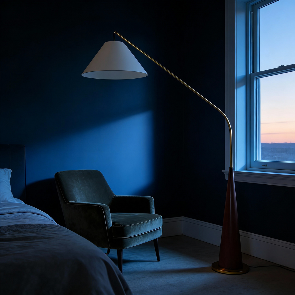 EldaLight  Elegant Modern Arc Floor Lamp with Wooden Base