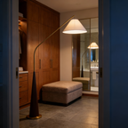 EldaLight  Elegant Modern Arc Floor Lamp with Wooden Base