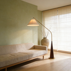 EldaLight  Elegant Modern Arc Floor Lamp with Wooden Base