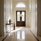 EldaLight  Elegant Modern Arc Floor Lamp with Wooden Base