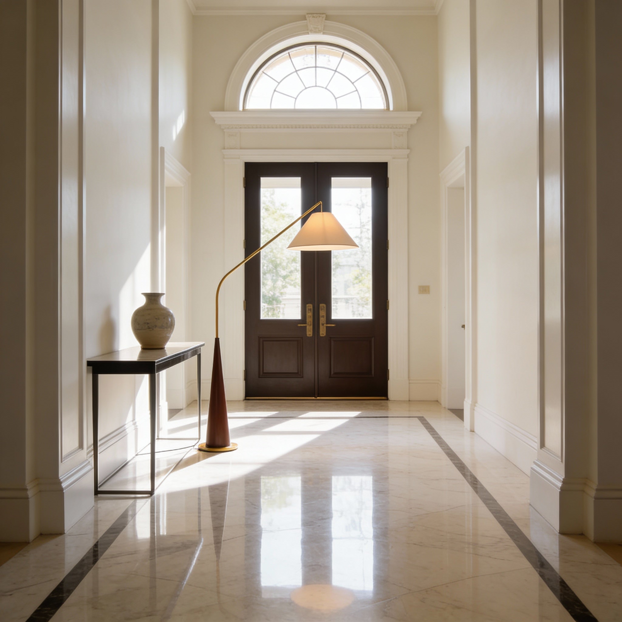 EldaLight  Elegant Modern Arc Floor Lamp with Wooden Base