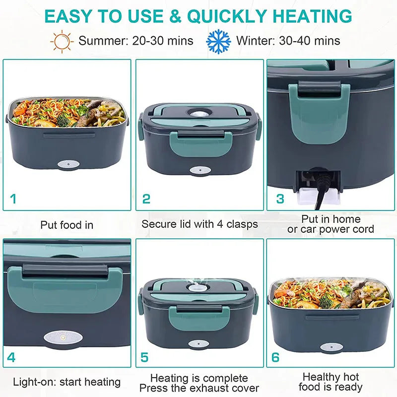 Electric Lunch Box | 1.5L Heated Lunch Box With Fast Heating | Portable & Leak-Proof for Hot Meals Anywhere