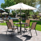 Elegant 5-Piece Outdoor Dining Set with Stackable Textilene Chairs | Durable Patio Table and Chairs for Comfortable Gatherings