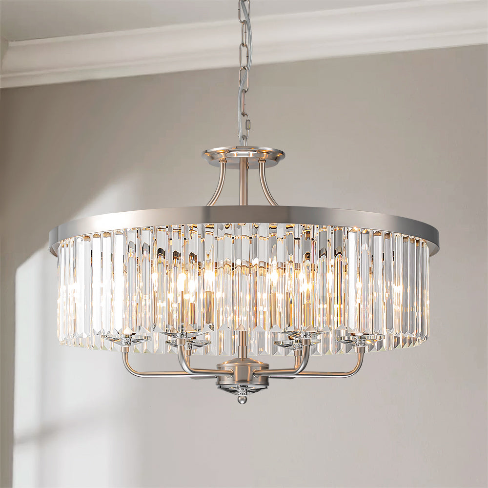 Elegant Crystal Chandelier Light with Adjustable Height | Modern Design for Dining Rooms