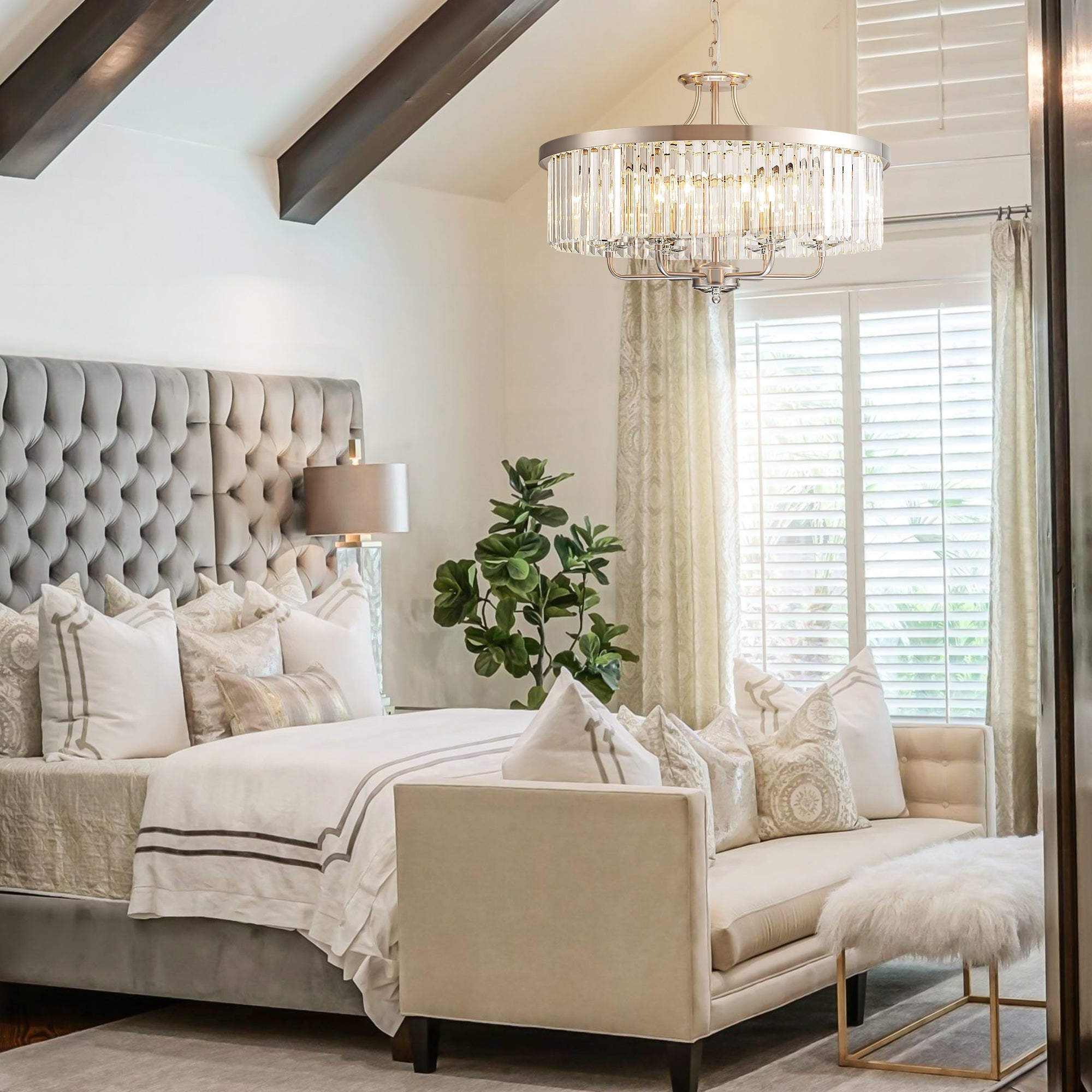 Elegant Crystal Chandelier Light with Adjustable Height | Modern Design for Dining Rooms