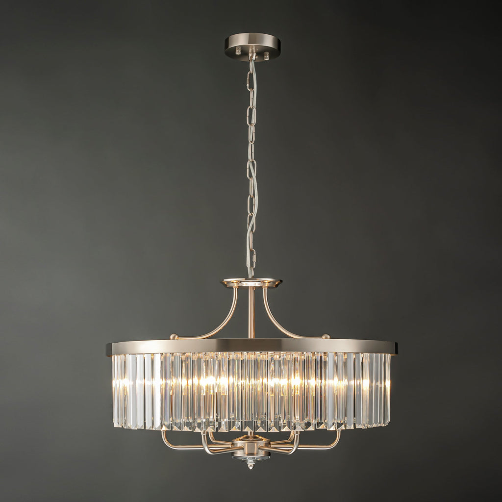 Elegant Crystal Chandelier Light with Adjustable Height | Modern Design for Dining Rooms