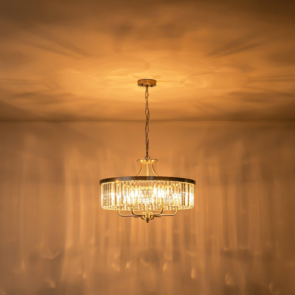 Elegant Crystal Chandelier Light with Adjustable Height | Modern Design for Dining Rooms