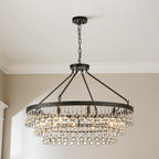 Elegant Crystal Chandelier | 10-Light Modern Design with Adjustable Height | Stunning Dining Room Light for Glamorous Ambiance