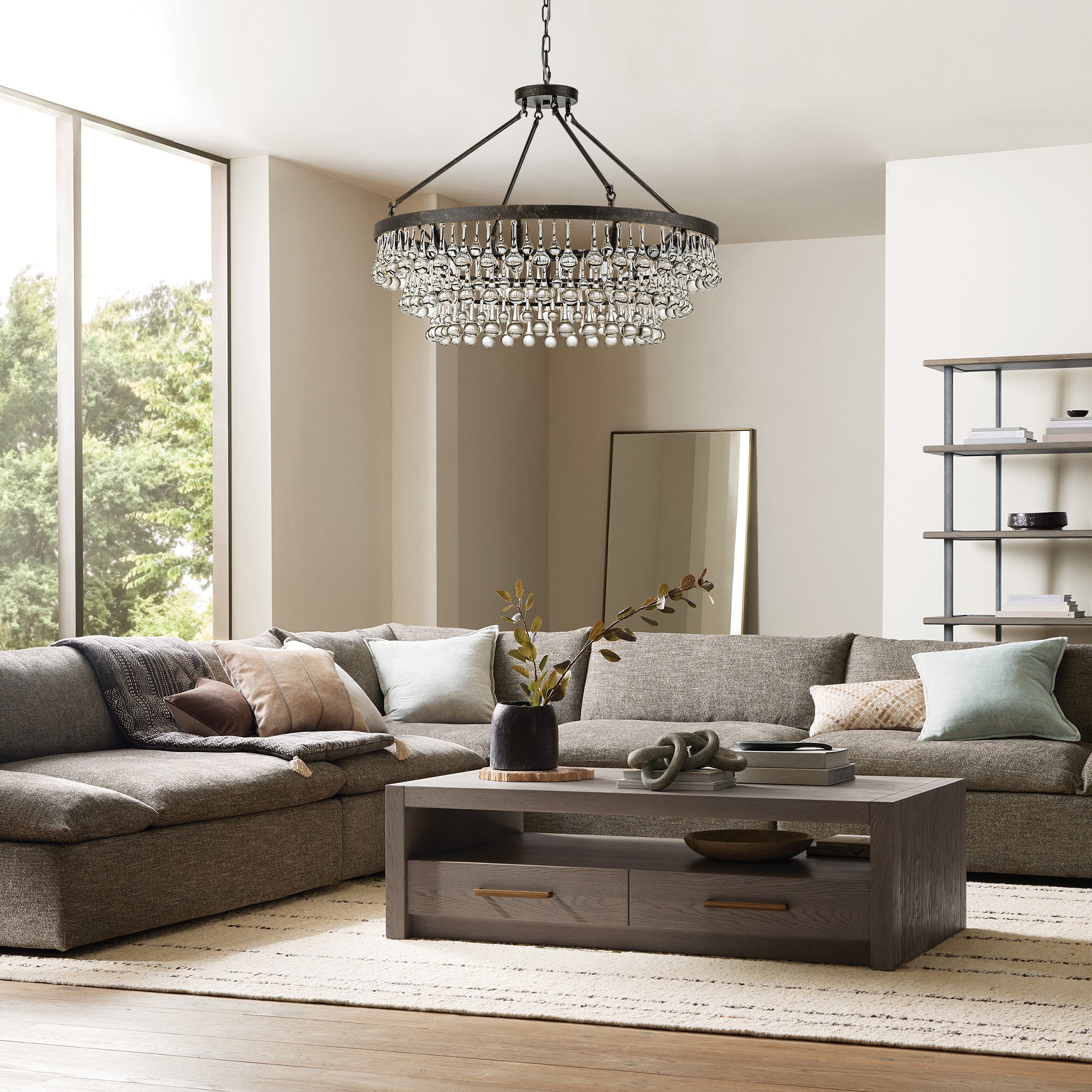 Elegant Crystal Chandelier | 10-Light Modern Design with Adjustable Height | Stunning Dining Room Light for Glamorous Ambiance