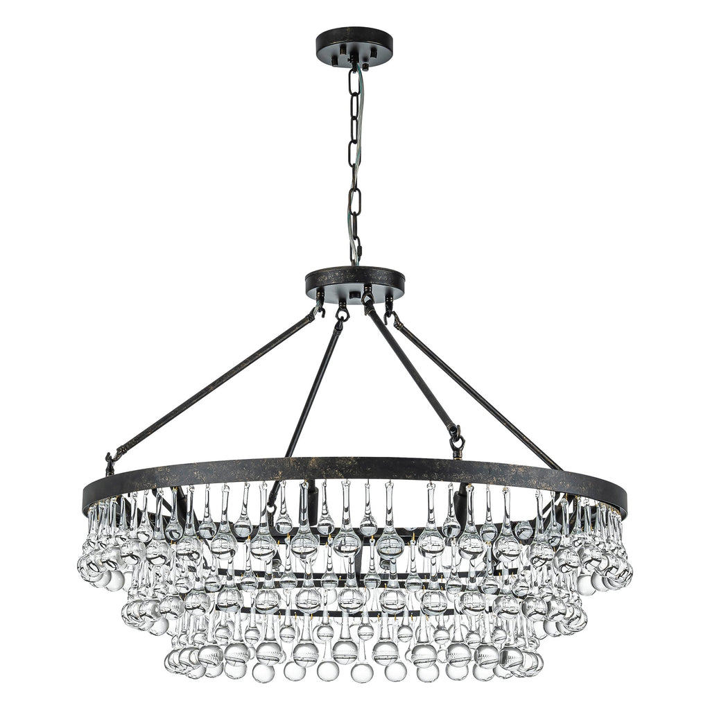 Elegant Crystal Chandelier | 10-Light Modern Design with Adjustable Height | Stunning Dining Room Light for Glamorous Ambiance