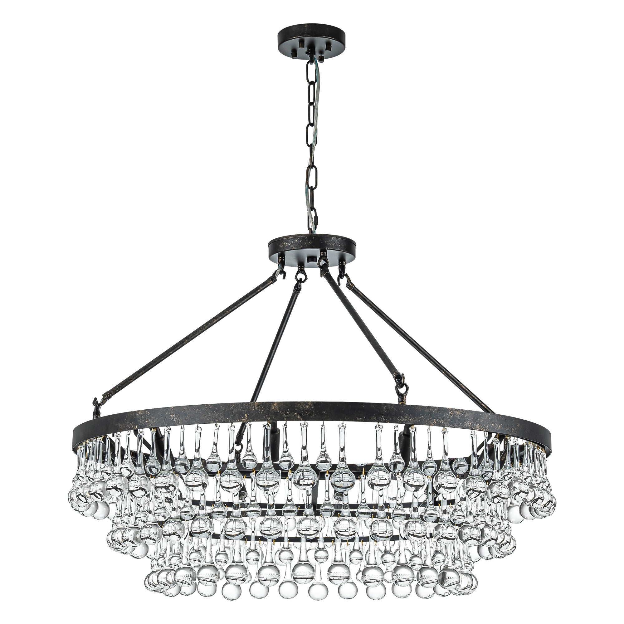 Elegant Crystal Chandelier | 10-Light Modern Design with Adjustable Height | Stunning Dining Room Light for Glamorous Ambiance