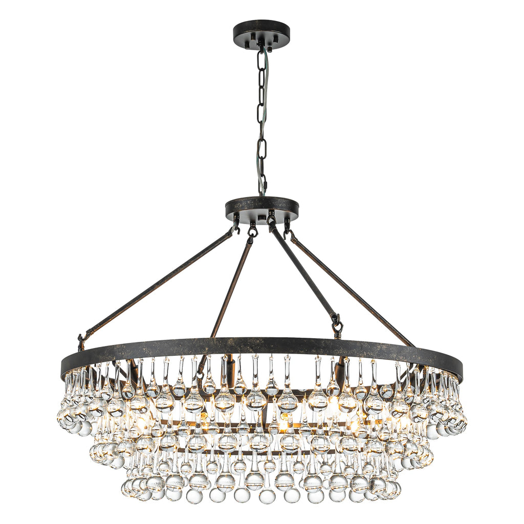 Elegant Crystal Chandelier | 10-Light Modern Design with Adjustable Height | Stunning Dining Room Light for Glamorous Ambiance