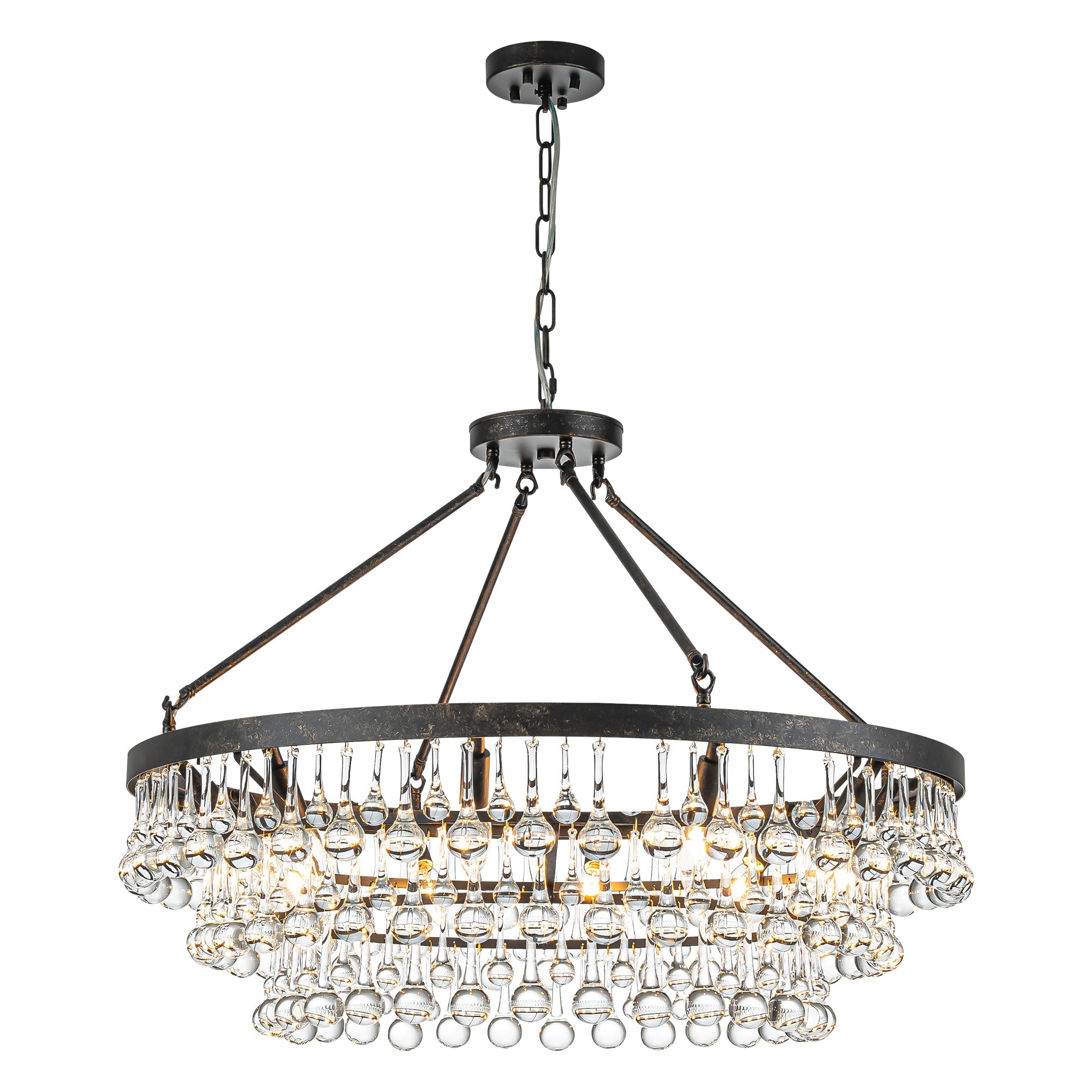 Elegant Crystal Chandelier | 10-Light Modern Design with Adjustable Height | Stunning Dining Room Light for Glamorous Ambiance