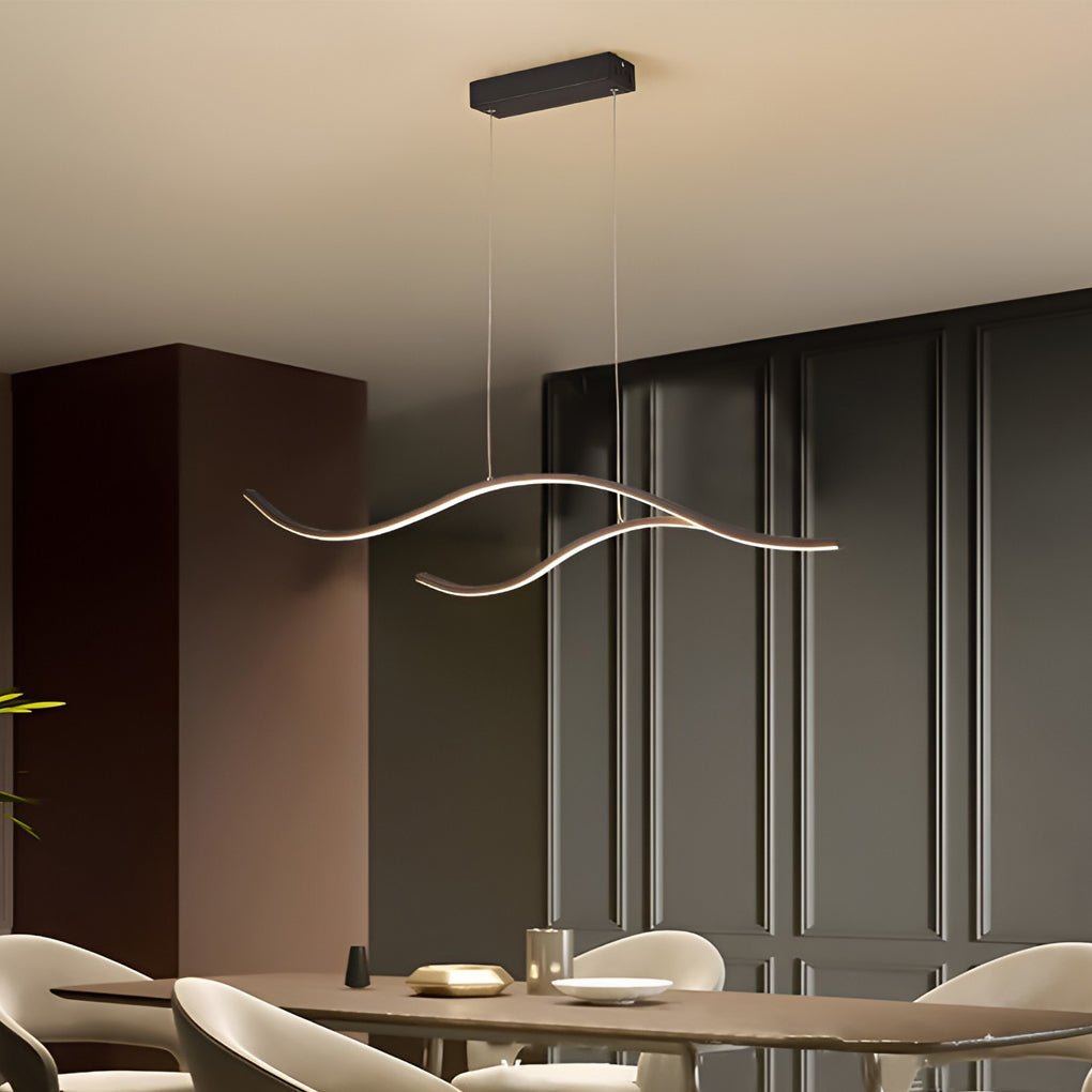 Elegant Curved Pendant Light with Adjustable Height & Soft Illumination for Kitchen Island