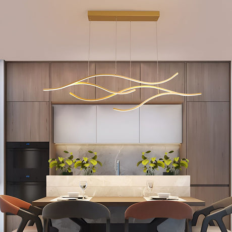 Elegant Curved Pendant Light with Adjustable Height & Soft Illumination for Kitchen Island