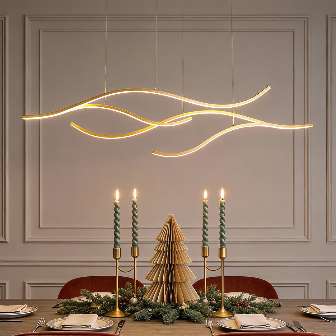 Elegant Curved Pendant Light with Adjustable Height & Soft Illumination for Kitchen Island