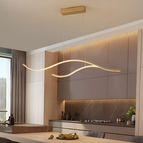 Elegant Curved Pendant Light with Adjustable Height & Soft Illumination for Kitchen Island