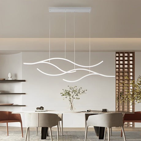 Elegant Curved Pendant Light with Adjustable Height & Soft Illumination for Kitchen Island